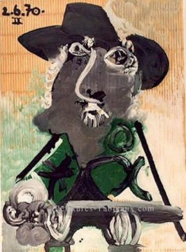 Portrait d’homme au chapeau gris 1970 cubiste Peinture à l'huile
